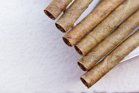 A closeup shot of some small cigarsの写真素材