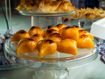 Traditional Portuguese conventual sweet called Castanha De Ovo from Alcobaca, Portugal