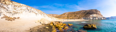 A panoramic shot of Cabo de Gata-Nijar Natural Park in Andalusia, Spainの写真素材