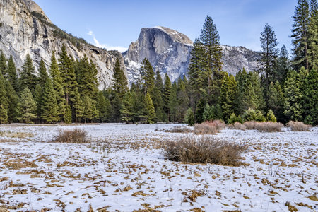 A horizontal shot of the Yosemite National Park in Californiaの写真素材