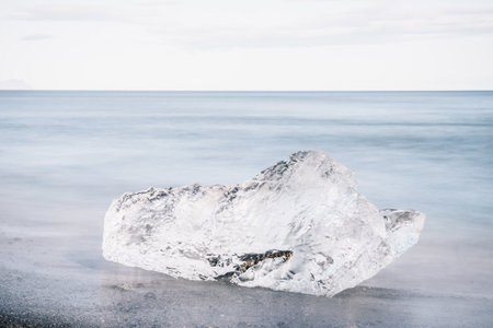 A shot of Diamond Beach in Jokulsarlon glacier lagoon, Iceland