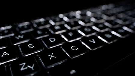 A closeup of a black keyboardの写真素材