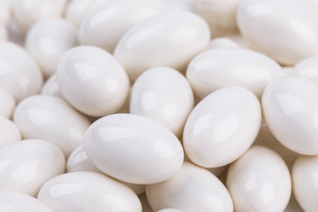 A closeup shot of white pharmaceuticalsの写真素材