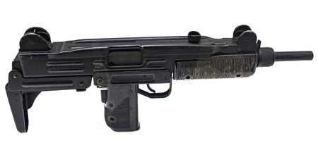 A submachine gun isolated on a white background
