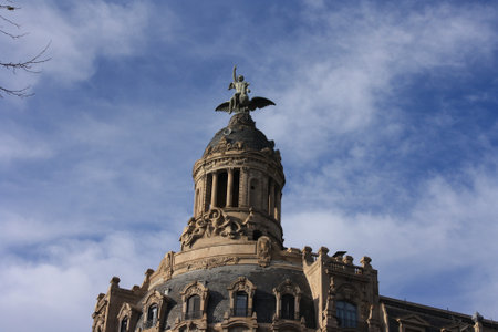 A beautiful shot of a palace in Barcelona Spainのeditorial素材