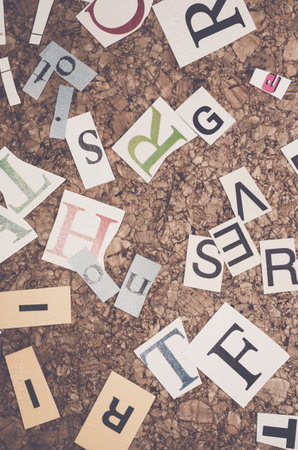 A vertical shot of letters for spelling quizの写真素材