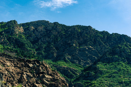 A beautiful shot of greenery covered mountainsの写真素材