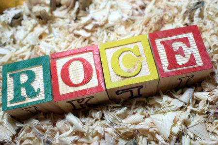 The Return on Capital Employed (ROCE) acronym arranged with wooden blocksの写真素材