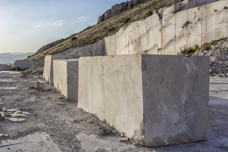 Marble blocks over the floor of the quarry in Andalusia (Spain)の写真素材