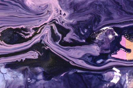 A closeup shot of purple abstract oil painted waves - perfect for wallpapersの写真素材