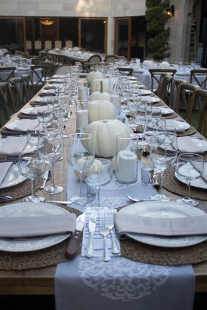 fall dinner in a open garden