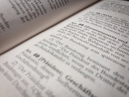 A closeup shot of german book pagesの写真素材