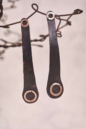 Handmade copper jewelry on black backround