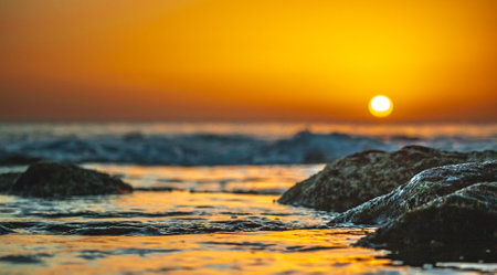 A breathtaking view of a beautiful sunset over the ocean