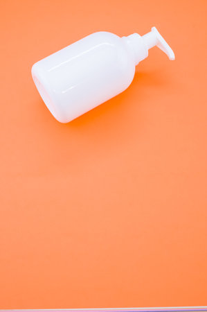A vertical isolated shot of the white spray bottleの写真素材