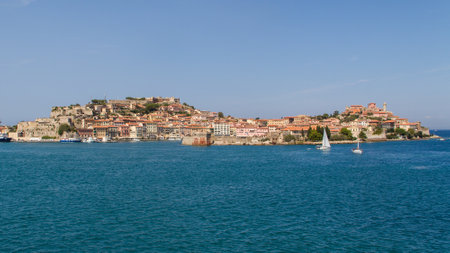 The small city of Portoferraio at the island of Elba in Italyの写真素材
