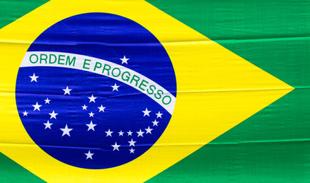 A closeup shot of the flag of Brazil - perfect for backgroundの写真素材