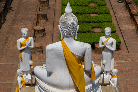 Buddha antique statues in Thailand, seen in Bangkok/Ayutthayaの写真素材