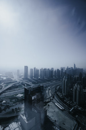 An aerial vie of skyscrapers captured during the daytimeの写真素材