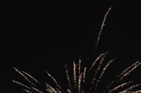 A closeup shot of shiny fireworks in the dark night sky - celebration conceptの写真素材