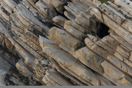 Beautiful schist cliff details in Baleal island in Peniche, Portugal