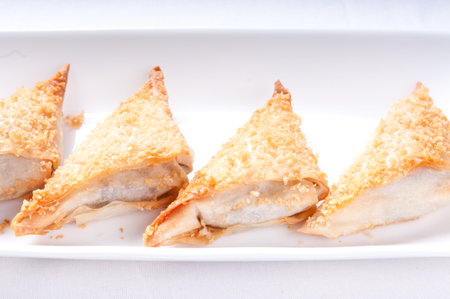 delicious hors doeuvres bite sized baked snacksの写真素材