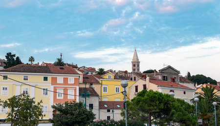 Colorful houses in idyllic seaside town of Mali Losinj, Croatia.の写真素材