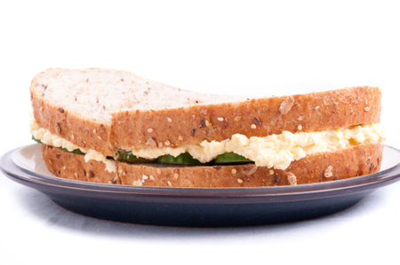 freshly made egg salad sandwiches with seed bread