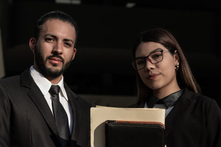 A shallow focus of a pair of successful Hispanic business peopleの写真素材