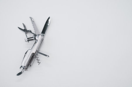 A high angle shot of a swiss army knife onの写真素材