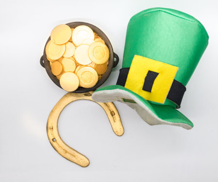 horseshoe galley and saint patrick's day coinsの写真素材