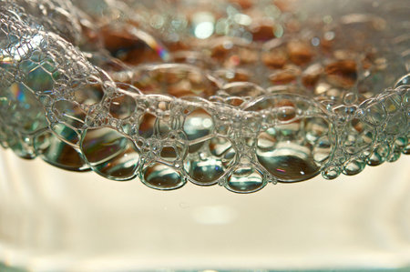 A macro shot of soap bubblesの写真素材