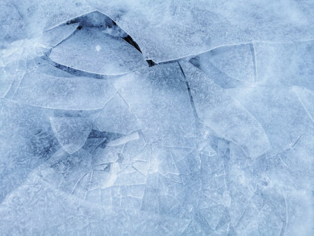 A closeup of cracked ice in the Arcticの写真素材