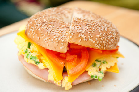 A selective focus shot of a tasty hamburgerの写真素材