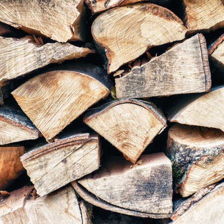 A pile of cut wooden logs