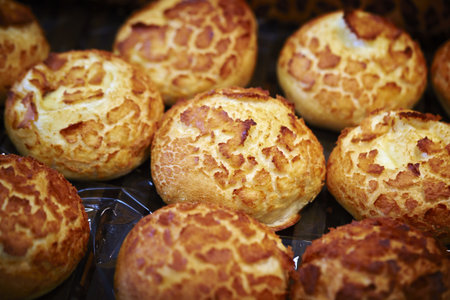 A closeup of fresh small tiger bunsの写真素材