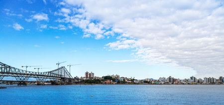 The Hercilio Luz Bridge in Florianopolis, Santa Catarina, Brazilの写真素材