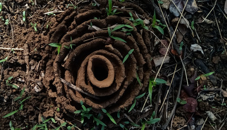 A swarm of ants in agriculture farm India top view