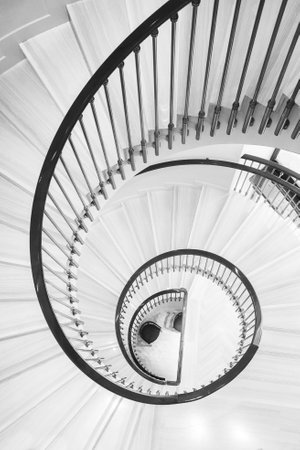 A high angle view of a beautiful spiral staircase