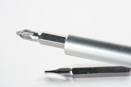 Metallic soldering iron tips isolated on a white background