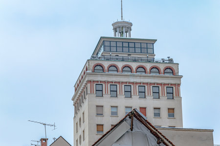 A facade of Neboticnik building in Ljubljana, Sloveniaの写真素材