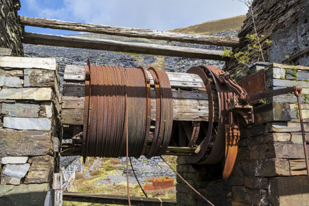 The old rusty machinery of Dinorwig slate quarry in Llanberris, Snowdonia, North Walesの写真素材
