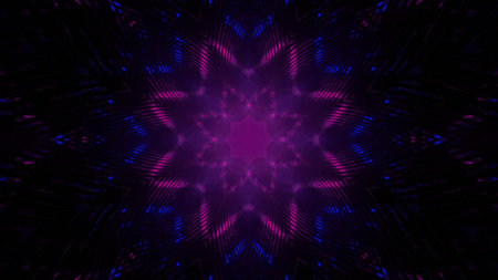 A 3D rendering of kaleidoscopic futuristic wallpaper in vibrant blue and purple colors