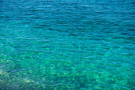 The azure waters of the Tyrrhenian sea, Calabria, Italyの写真素材