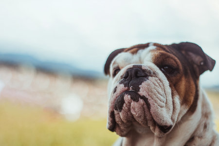 A closeup shot of old English Bulldoggeの写真素材