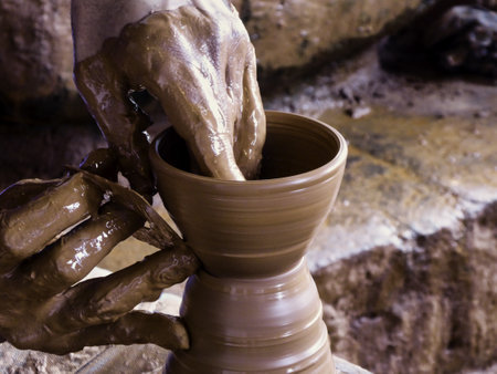 Clay is a decomposed sedimentary rock; It presents various colors depending on the impurities it contains, from orange-red to white when it is pure.の写真素材