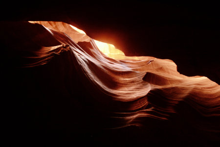 A beautifushot of Antelope Canyon letting sunshine throughの写真素材