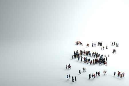 A high angle shot of a group of people on a white background with copyspaceの写真素材