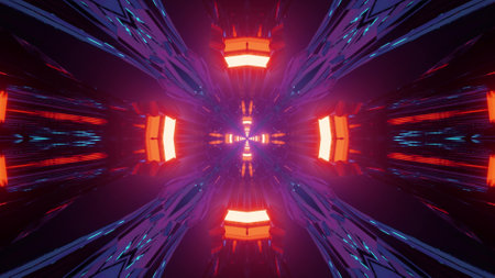 An abstract digital illustration background with an orange radiating cross pattern