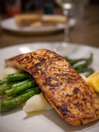 Fresh pan seared salmon fillet dinner